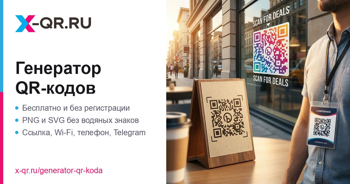 Генератор QR-кодов X-QR — бесплатно, без регистрации, PNG и SVG
